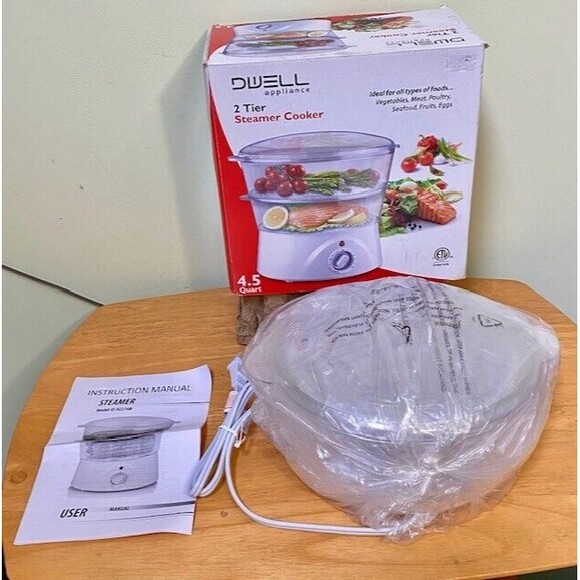 Dwell Appliance 2 Tier Steamer/Cooker 4.5 Quart Dishwasher Safe New Open Box - Picture 1 of 8